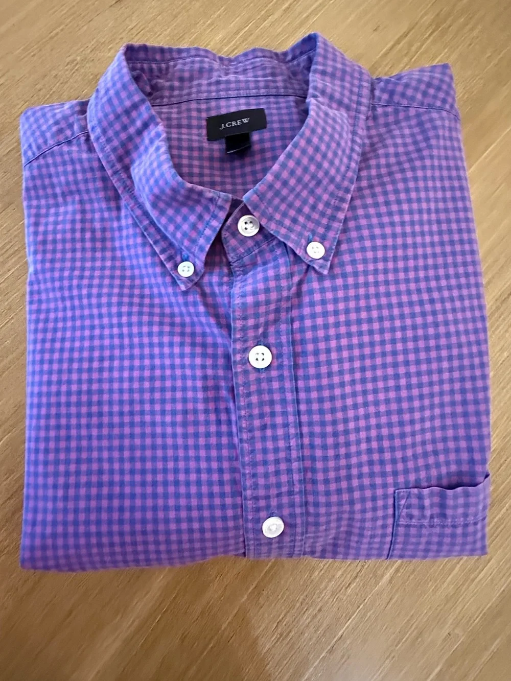 J. Crew Purple and Pink Gingham Button-Down Shirt